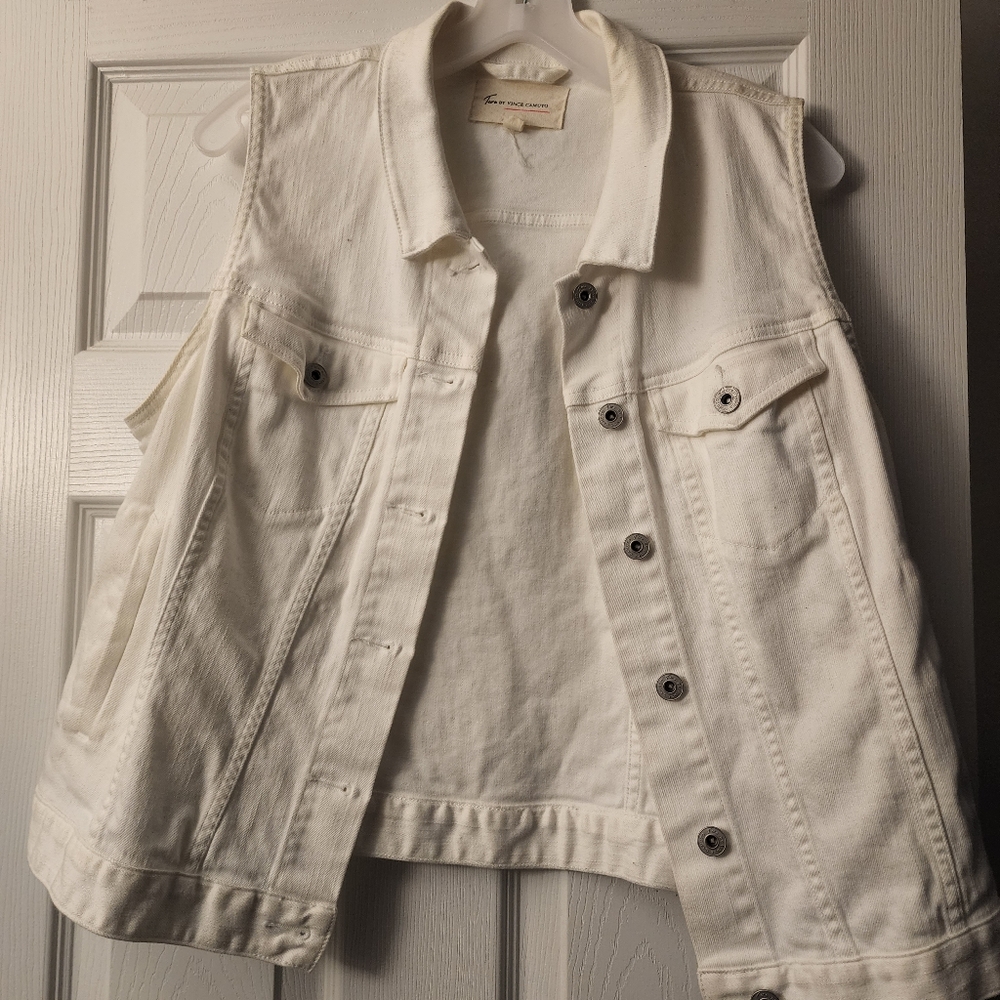 Vine Camuto white denim vest
